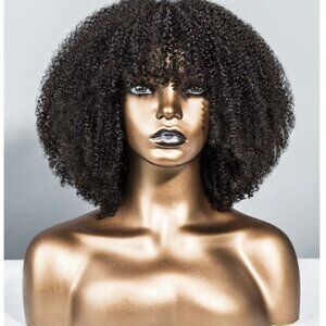 WingsByHerGivenHair Natural 3C4A Coily Texture Top Lace Wig w/Bangs (Never Worn)
